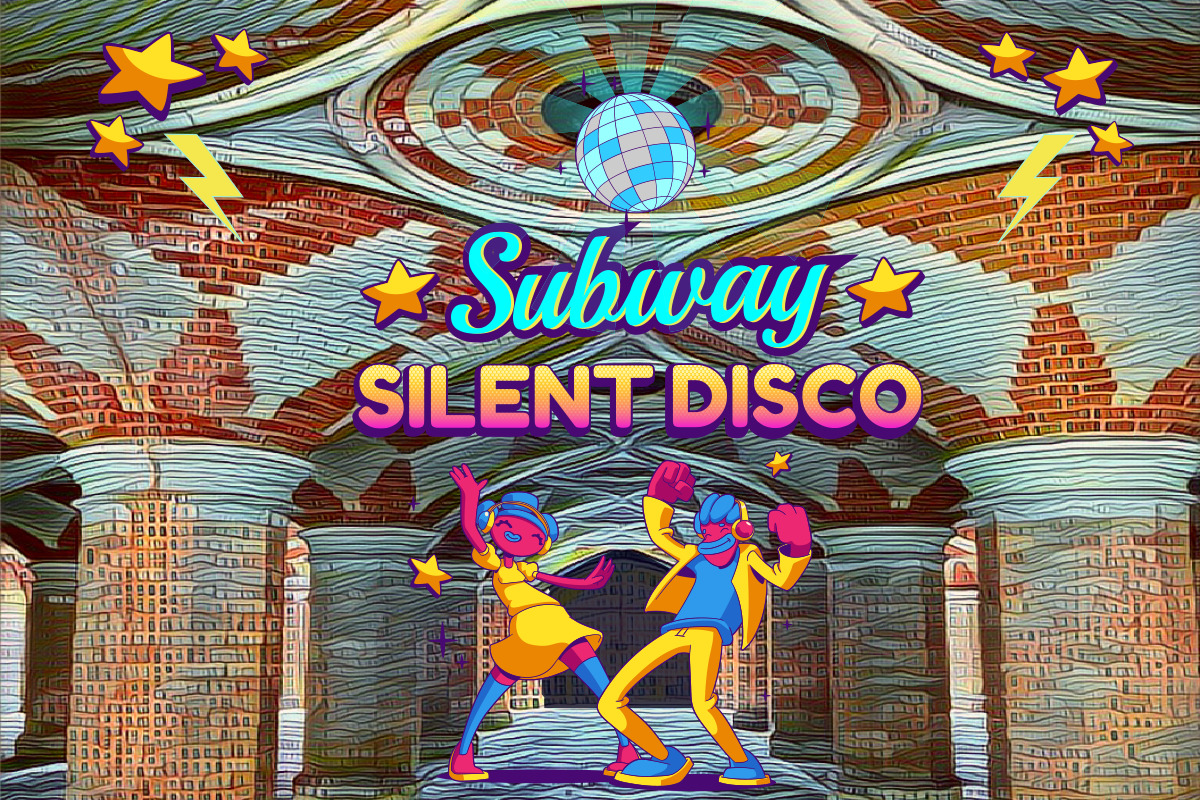 Experience a unique blend of music and dance in a historic subway venue adorned with Christmas lights creating unforgettable moments amidst engaging beats and a festive spirit.